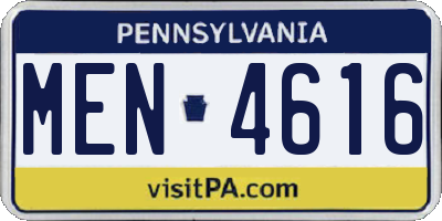PA license plate MEN4616