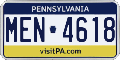 PA license plate MEN4618