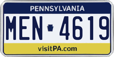 PA license plate MEN4619