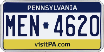 PA license plate MEN4620