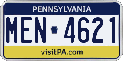 PA license plate MEN4621