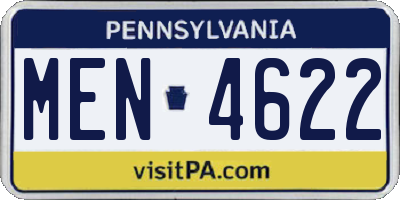 PA license plate MEN4622
