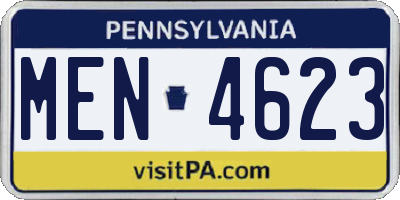 PA license plate MEN4623