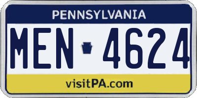 PA license plate MEN4624