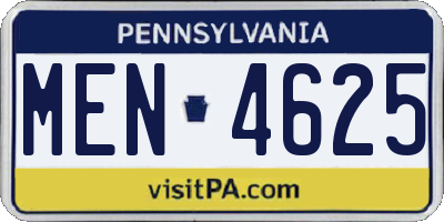 PA license plate MEN4625