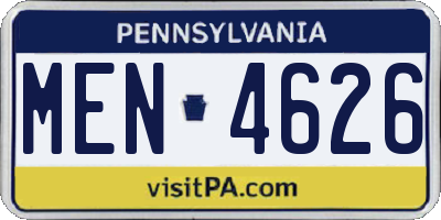 PA license plate MEN4626