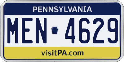 PA license plate MEN4629