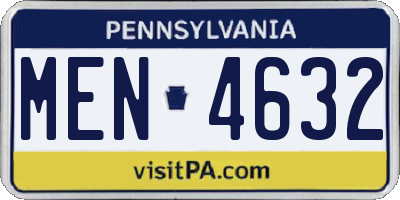 PA license plate MEN4632