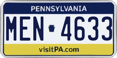 PA license plate MEN4633
