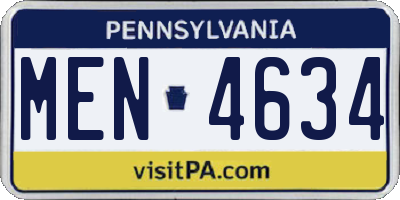 PA license plate MEN4634