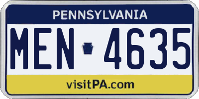 PA license plate MEN4635