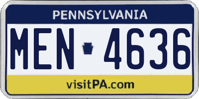 PA license plate MEN4636