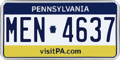 PA license plate MEN4637