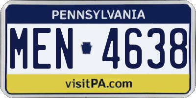 PA license plate MEN4638