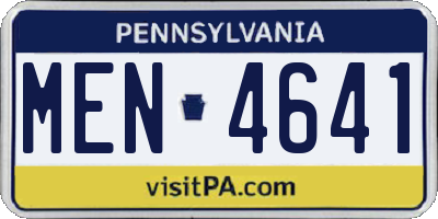 PA license plate MEN4641
