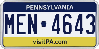 PA license plate MEN4643