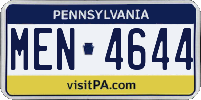 PA license plate MEN4644