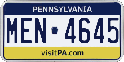 PA license plate MEN4645