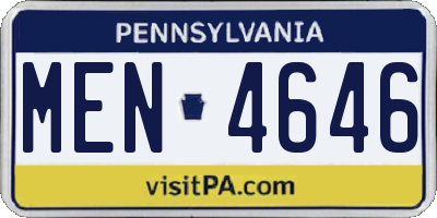 PA license plate MEN4646