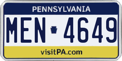 PA license plate MEN4649