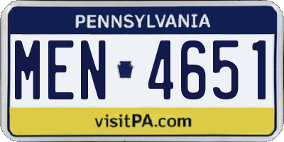 PA license plate MEN4651