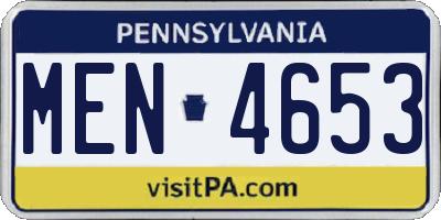 PA license plate MEN4653
