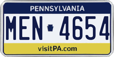 PA license plate MEN4654