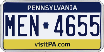 PA license plate MEN4655
