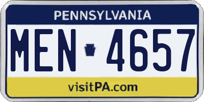 PA license plate MEN4657