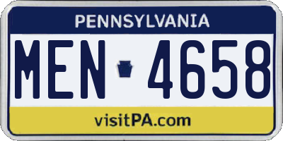 PA license plate MEN4658