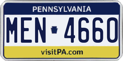 PA license plate MEN4660