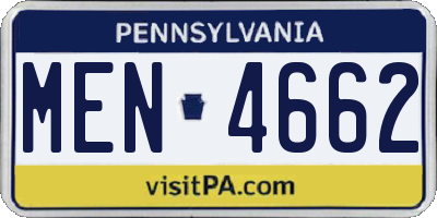 PA license plate MEN4662