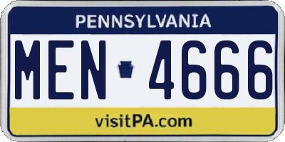 PA license plate MEN4666