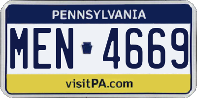 PA license plate MEN4669