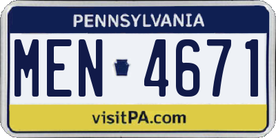 PA license plate MEN4671