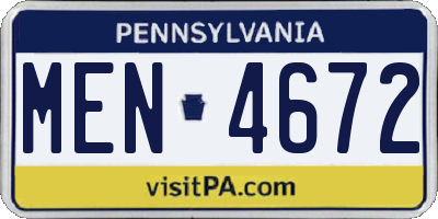 PA license plate MEN4672
