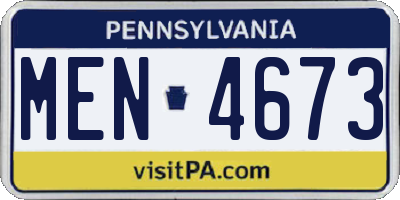 PA license plate MEN4673