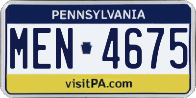 PA license plate MEN4675
