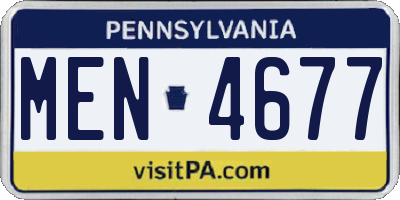 PA license plate MEN4677