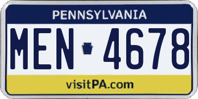 PA license plate MEN4678