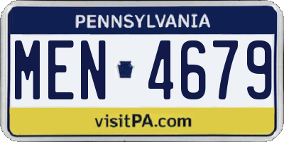 PA license plate MEN4679