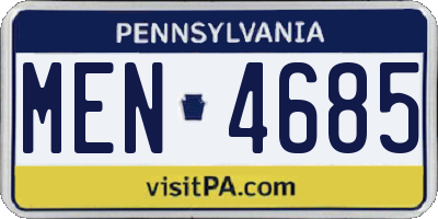 PA license plate MEN4685