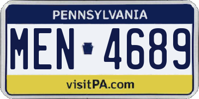 PA license plate MEN4689