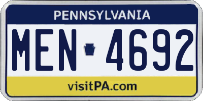 PA license plate MEN4692