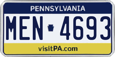 PA license plate MEN4693
