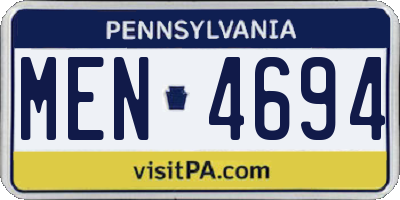 PA license plate MEN4694