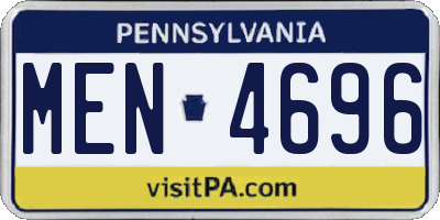 PA license plate MEN4696