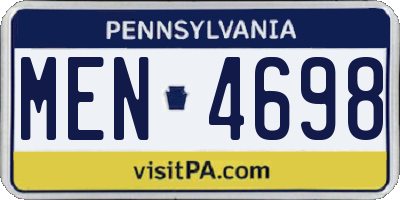 PA license plate MEN4698