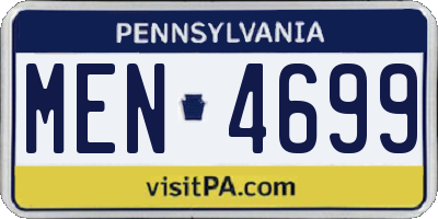 PA license plate MEN4699