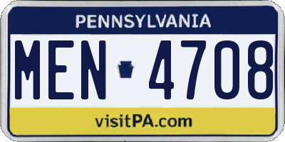 PA license plate MEN4708